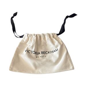 Victoria Beckham Cream Drawstring Pouch with Black Accents